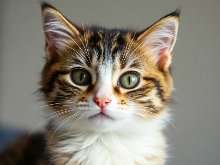 Gato com características de síndrome de Down.